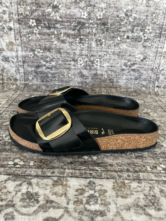 Birkenstock Shoes - Birkenstock Madrid Big Buckle Sandal High Shine Black Leather Size 40 Gold